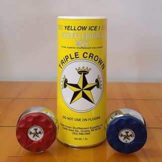 1 can Triple Crown Shuffleboard Wax with 2 pucks