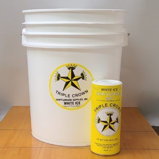 Bucket of White Ice with a refillable shaker can